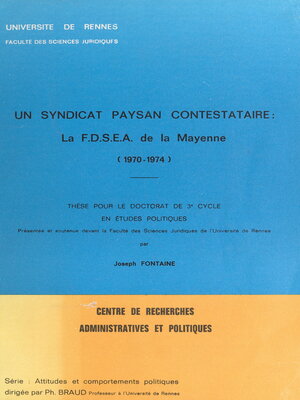 cover image of Un syndicat paysan contestataire